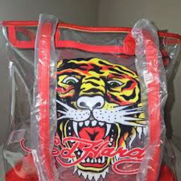 Ed Hardy ~ NWT $159 Large PVC Transparent Tote Bag ~ Viral Ed Hardy Leo ♌️ - Picture 3 of 4